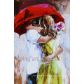 Impression Hand Painted Modern Girls Oil Painting Wall Art